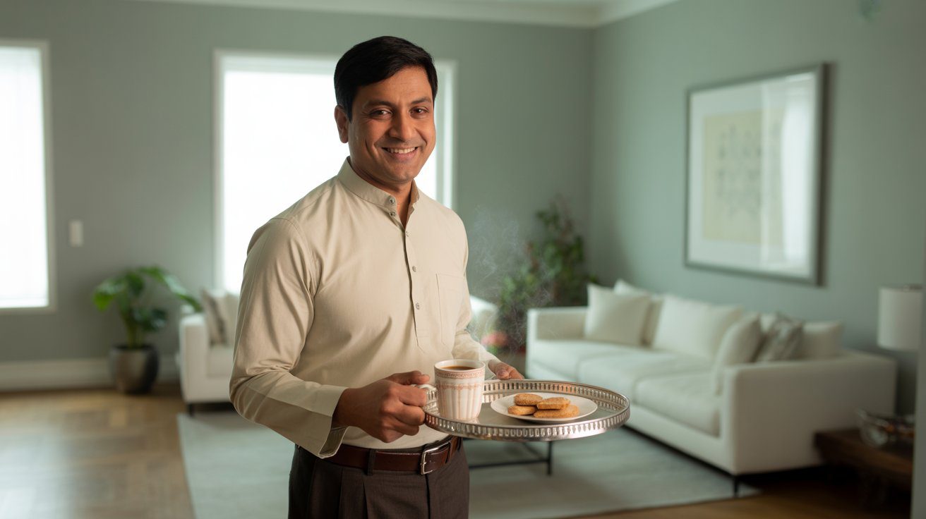 Home servant in Hyderabad working in a modern Indian house