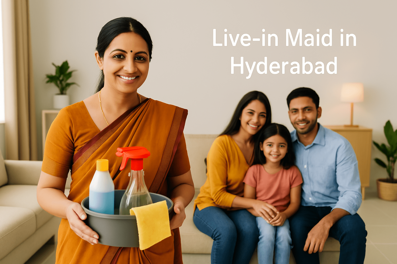 Reliable live-in maid in Hyderabad serving Indian family in clean home