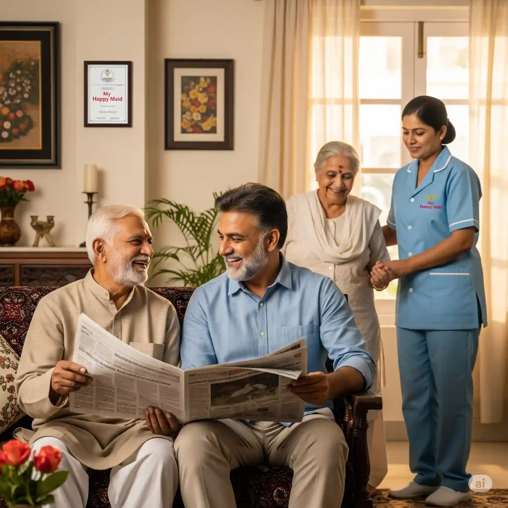A family finds peace and support with a caregiver from My Happy Maid, the leading maid agency in delhi.