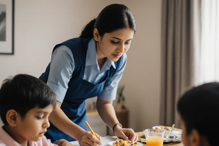 House Maid in Mumbai balancing cooking and child care