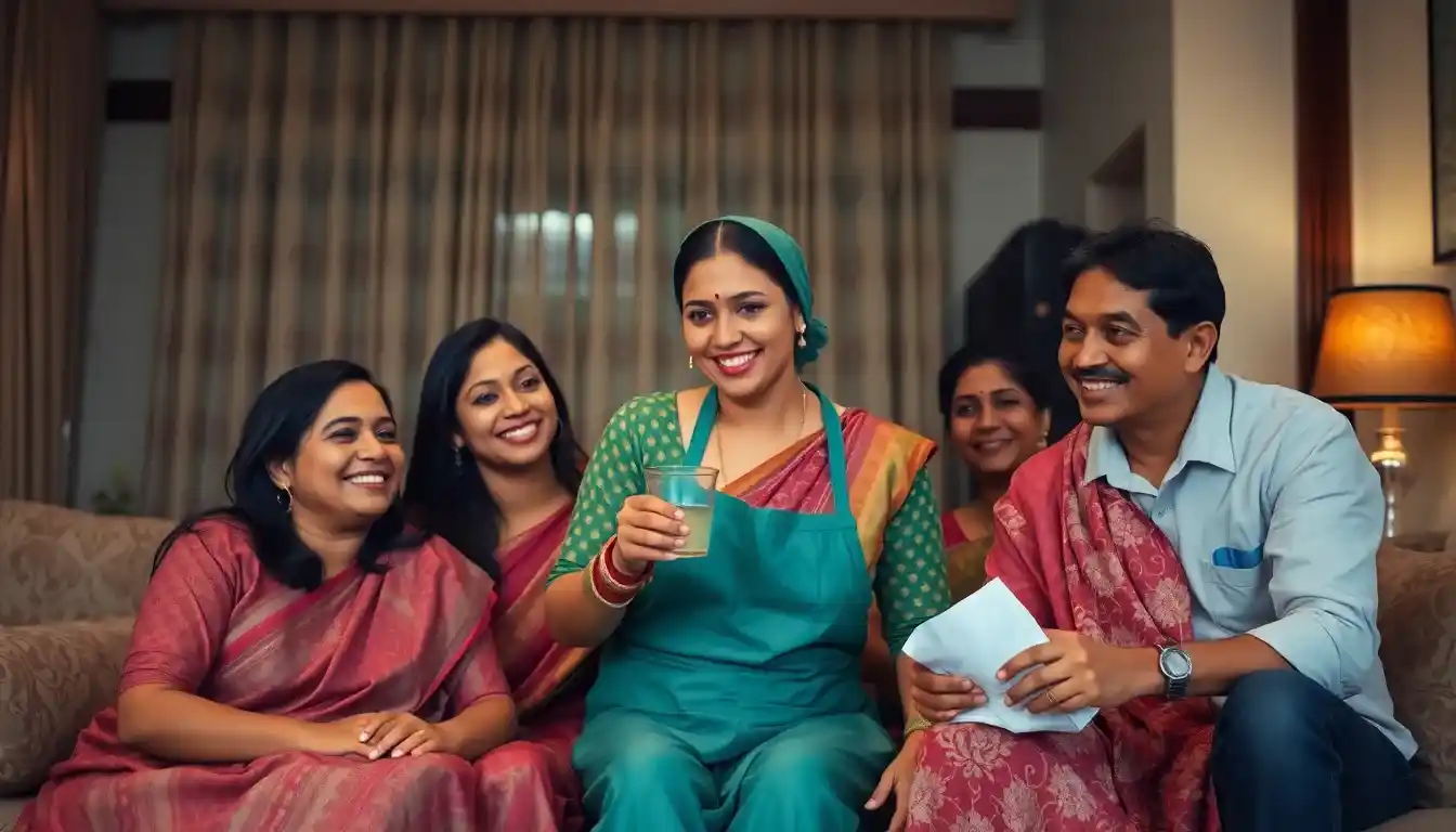 Happy Mumbai family enjoying time with their professional maid from Best Maid Service in Mumbai