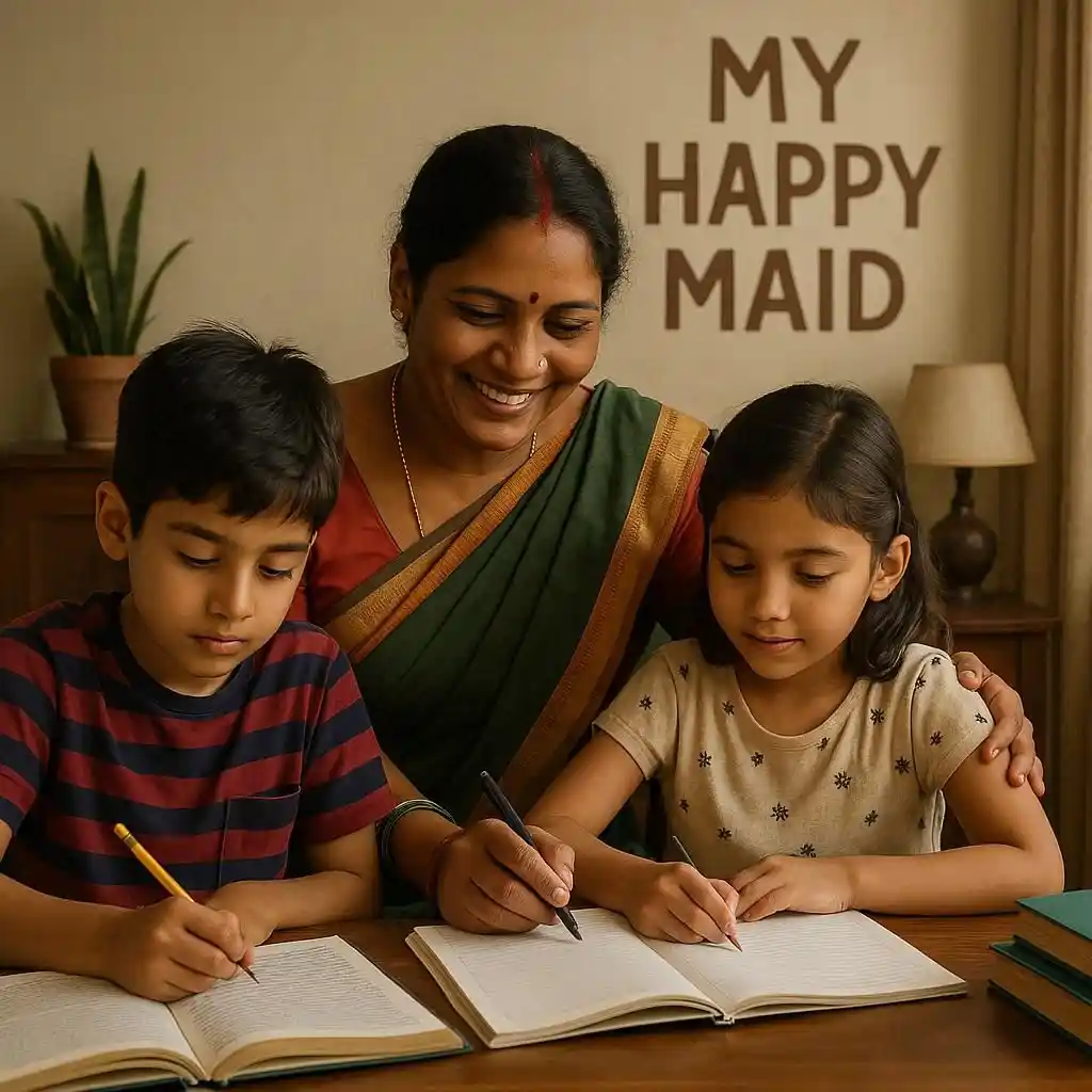 House maid services in Mumbai for childcare and homework support by My Happy Maid.