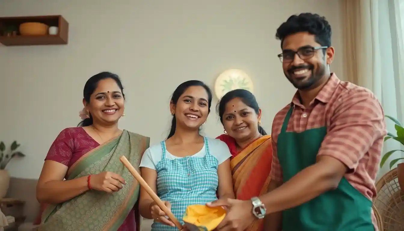 Happy Mumbai family with their professional Mumbai Maid