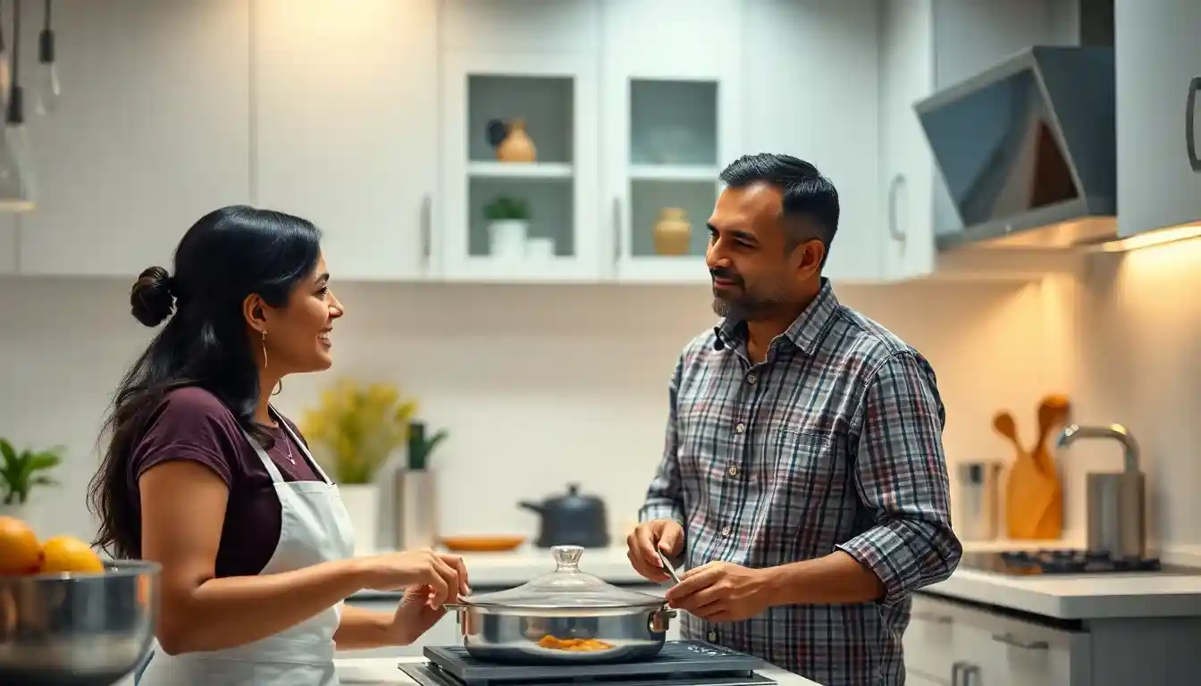 Maid cooking in Mumbai home for appreciative employer