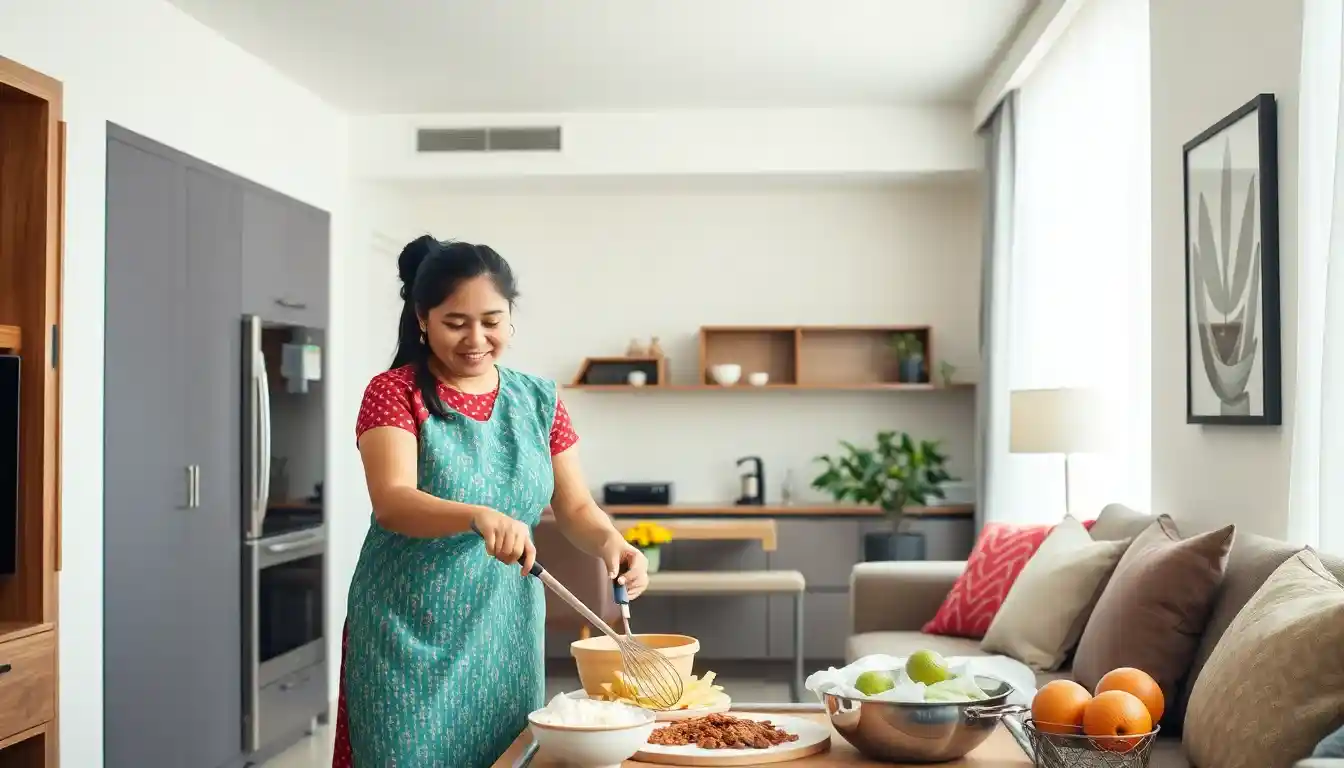 House Maid in Mumbai helping family with cleaning and cooking