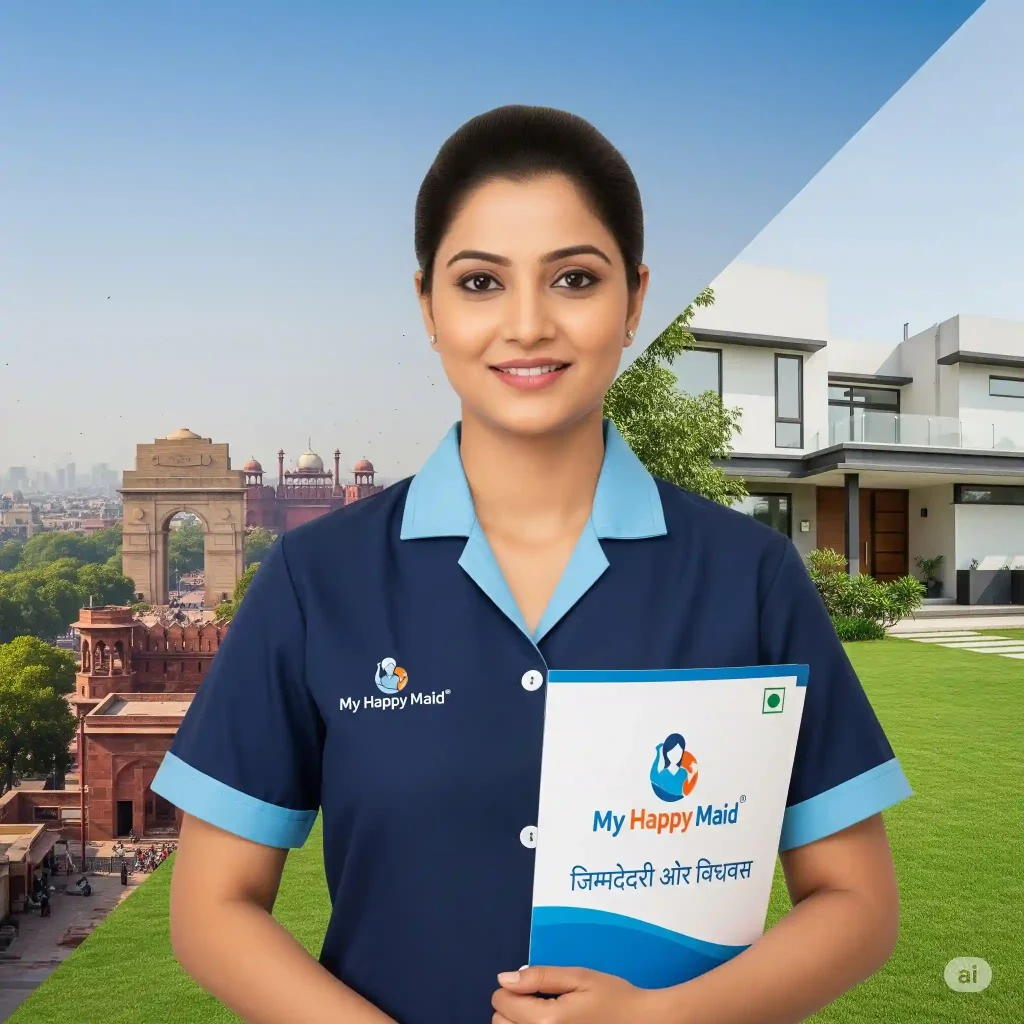 A professional maid from My Happy Maid, the premier maid agency Delhi NCR for verified and reliable staff.