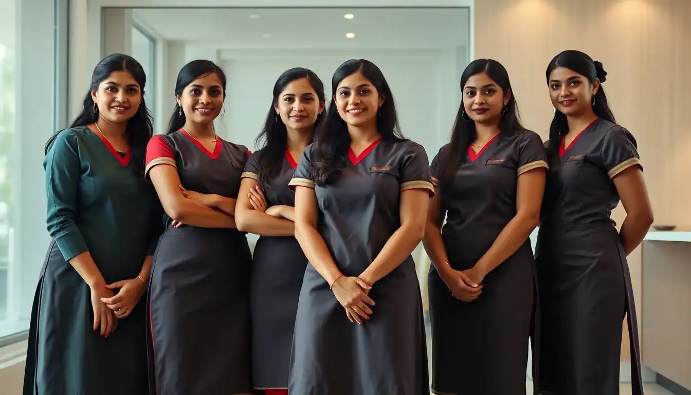 group of professional Indian house maids
