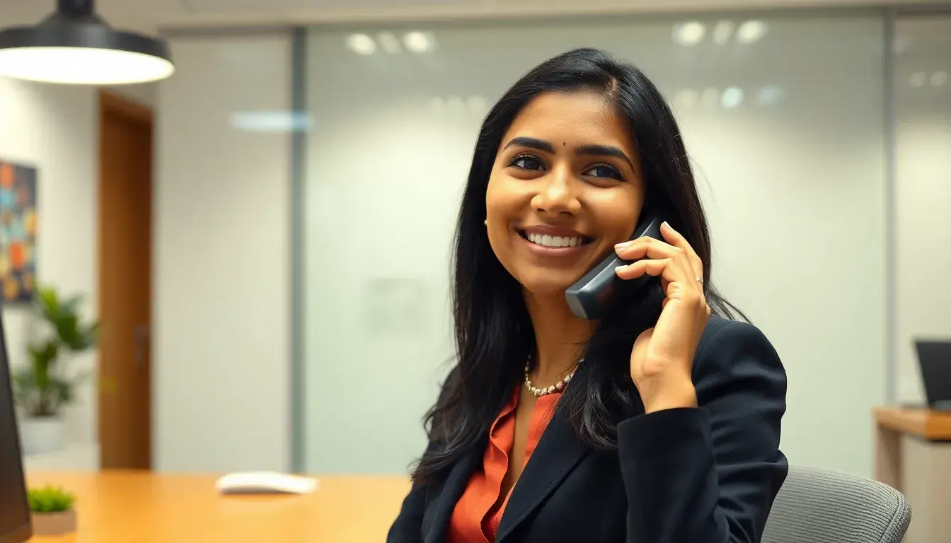 A professional woman representing a maid service company.