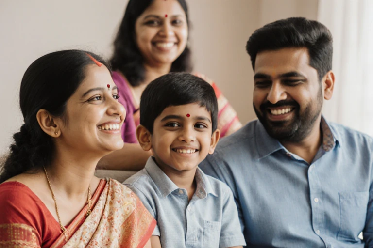 Happy family with House Maid in Mumbai