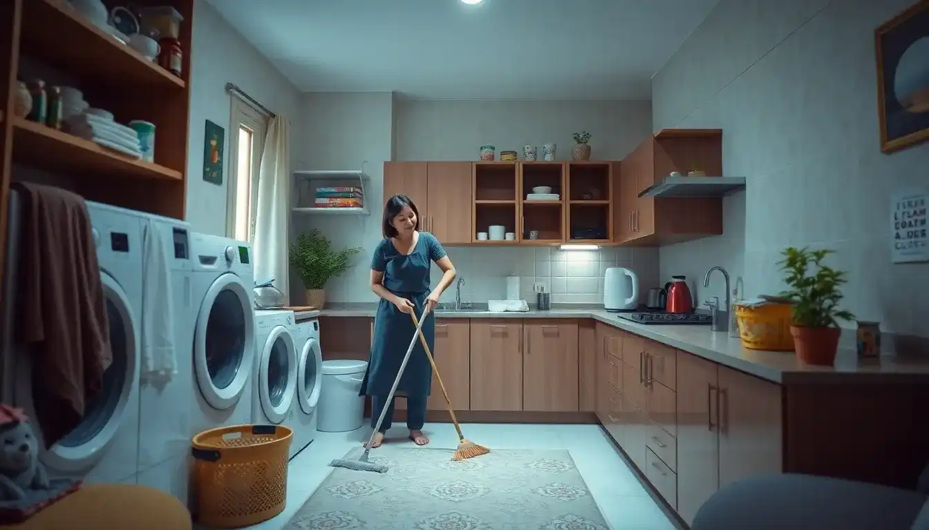 House Maid in Mumbai doing laundry and house cleaning