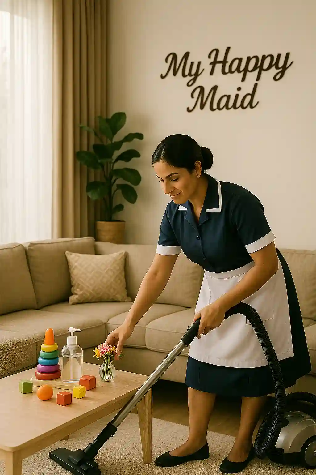 maids near me vacuuming under sofa and organizing toys with precision