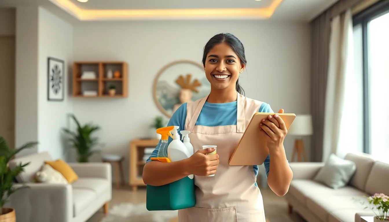 professional house maid job near me cleaning living room