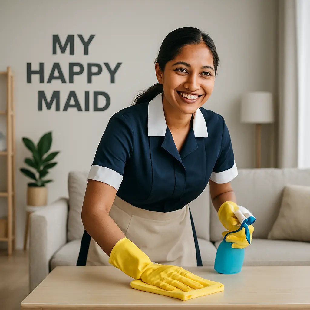 Affordable maid service in Ahmedabad cleaning living room